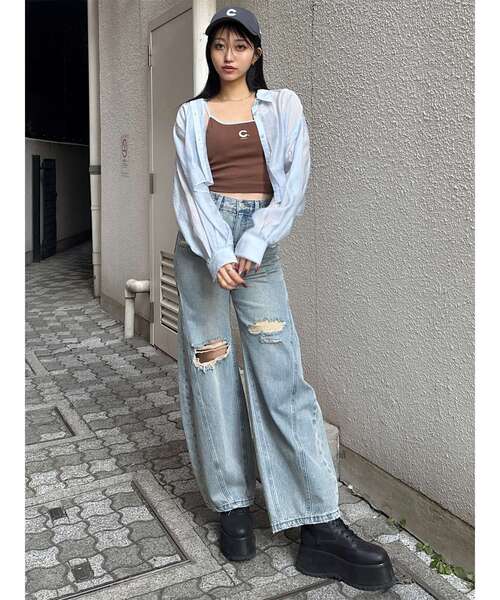 MURUA（ムルーア）の「マットシアーシャツ（シャツ/ブラウス・レディース・その他/ブラック/ホワイト/その他2/ブルー・2/1）」の7枚目の写真