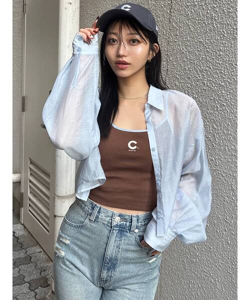 MURUA（ムルーア）の「マットシアーシャツ（シャツ/ブラウス・レディース・その他/ブラック/ホワイト/その他2/ブルー・2/1）」の8枚目の写真