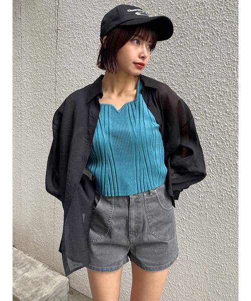 MURUA（ムルーア）の「マットシアーシャツ（シャツ/ブラウス・レディース・その他/ブラック/ホワイト/その他2/ブルー・2/1）」の15枚目の写真