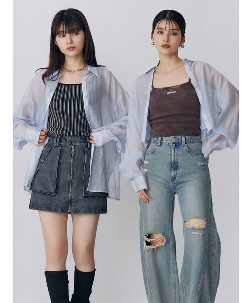 MURUA（ムルーア）の「マットシアーシャツ（シャツ/ブラウス・レディース・その他/ブラック/ホワイト/その他2/ブルー・2/1）」の22枚目の写真