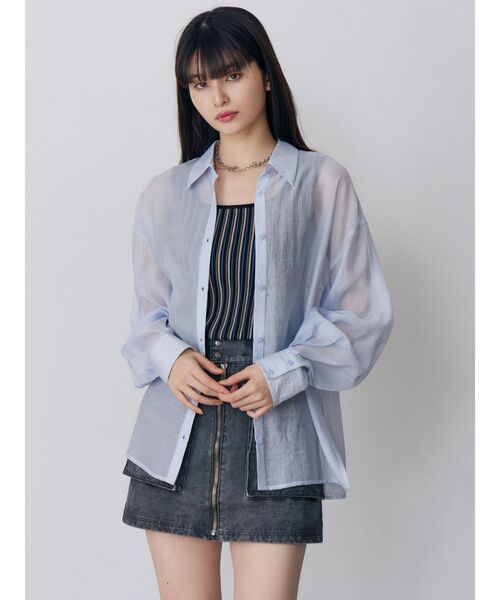 MURUA（ムルーア）の「【選べる着丈】マットシアーシャツ　夏服（シャツ/ブラウス・レディース・その他/ブラック/ホワイト/その他2/ブルー・2/1）」の14枚目の写真
