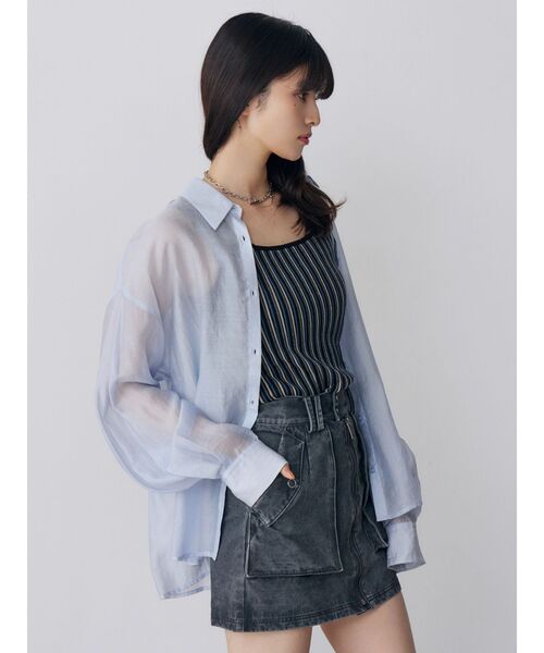 MURUA（ムルーア）の「【選べる着丈】マットシアーシャツ　夏服（シャツ/ブラウス・レディース・その他/ブラック/ホワイト/その他2/ブルー・2/1）」の16枚目の写真