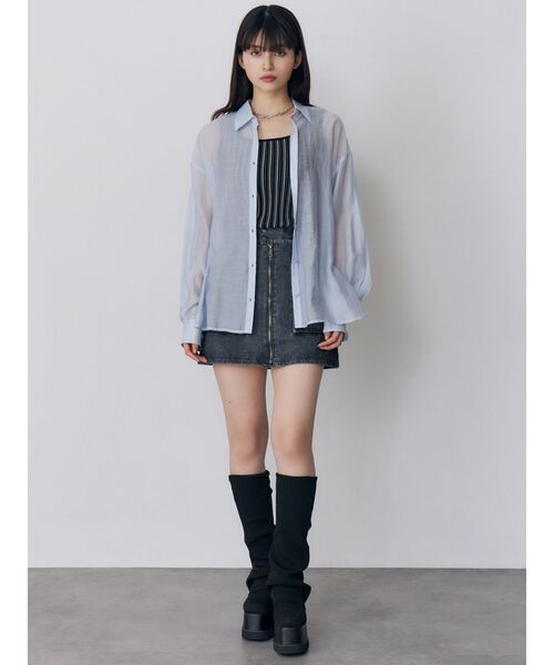 MURUA（ムルーア）の「【選べる着丈】マットシアーシャツ　夏服（シャツ/ブラウス・レディース・その他/ブラック/ホワイト/その他2/ブルー・2/1）」の18枚目の写真