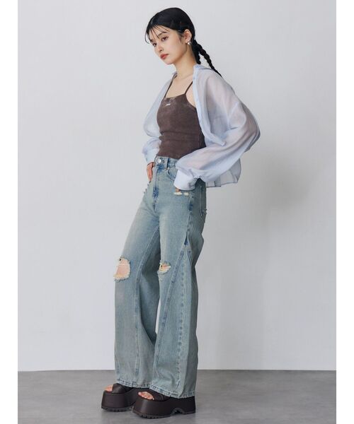 MURUA(ムルーア)の「【選べる着丈】マットシアーシャツ 夏服(シャツ/ブラウス・レディース・その他/ブラック/ホワイト/その他2/ブルー・2/1)」の12枚目の写真