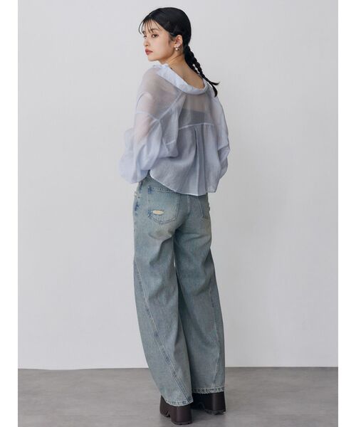 MURUA(ムルーア)の「【選べる着丈】マットシアーシャツ 夏服(シャツ/ブラウス・レディース・その他/ブラック/ホワイト/その他2/ブルー・2/1)」の13枚目の写真