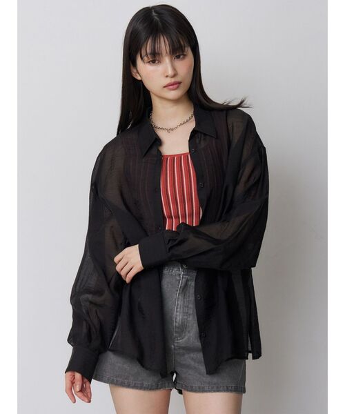 MURUA(ムルーア)の「【選べる着丈】マットシアーシャツ 夏服(シャツ/ブラウス・レディース・その他/ブラック/ホワイト/その他2/ブルー・2/1)」の14枚目の写真