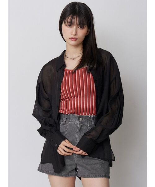 MURUA(ムルーア)の「【選べる着丈】マットシアーシャツ 夏服(シャツ/ブラウス・レディース・その他/ブラック/ホワイト/その他2/ブルー・2/1)」の15枚目の写真