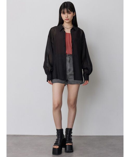 MURUA(ムルーア)の「【選べる着丈】マットシアーシャツ 夏服(シャツ/ブラウス・レディース・その他/ブラック/ホワイト/その他2/ブルー・2/1)」の18枚目の写真