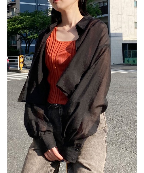 MURUA（ムルーア）の「【選べる着丈】マットシアーシャツ　夏服（シャツ/ブラウス・レディース・その他/ブラック/ホワイト/その他2/ブルー・2/1）」の2枚目の写真