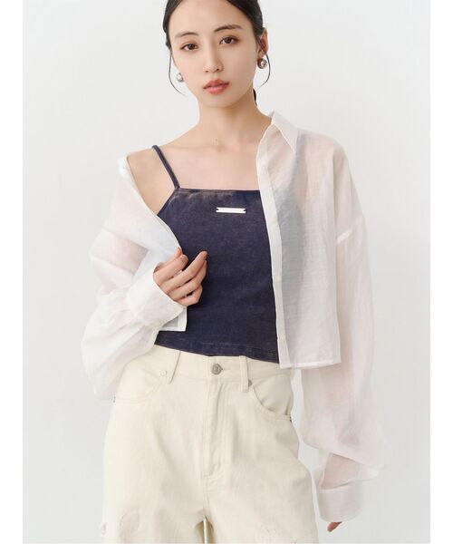 MURUA（ムルーア）の「【選べる着丈】マットシアーシャツ　夏服（シャツ/ブラウス・レディース・その他/ブラック/ホワイト/その他2/ブルー・2/1）」の6枚目の写真