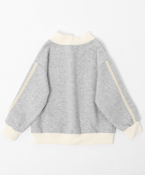 URBAN CHERRY(アーバンチェリー)の「【2点セット】バイカラーフロントリボンデザインジップトップス+ストレートパンツ(パーカー・キッズ・ブラック/グレー・150cm/140cm/130cm/120cm/110cm)」の13枚目の写真