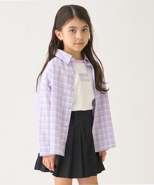 minimal（ミニマル）の「【インナーセット】長袖チェックシャツ（シャツ/ブラウス・キッズ・ラベンダー/サックスブルー/ブラック・130cm/120cm/110cm/100cm/140cm）」の3枚目の写真