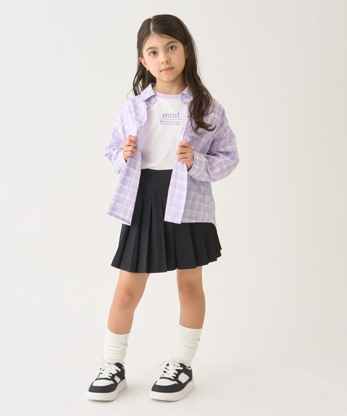 minimal（ミニマル）の「【インナーセット】長袖チェックシャツ（シャツ/ブラウス・キッズ・ラベンダー/サックスブルー/ブラック・130cm/120cm/110cm/100cm/140cm）」の4枚目の写真