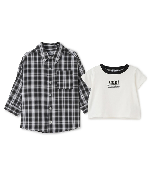 minimal（ミニマル）の「【インナーセット】長袖チェックシャツ（シャツ/ブラウス・キッズ・ラベンダー/サックスブルー/ブラック・130cm/120cm/110cm/100cm/140cm）」の7枚目の写真