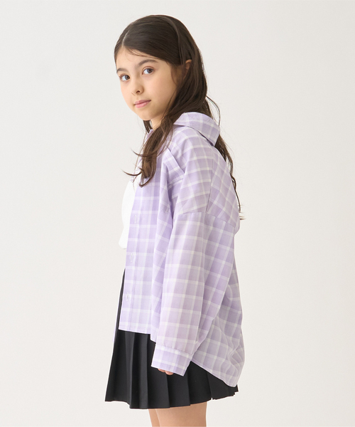 minimal（ミニマル）の「【インナーセット】長袖チェックシャツ（シャツ/ブラウス・キッズ・ラベンダー/サックスブルー/ブラック・130cm/120cm/110cm/100cm/140cm）」の8枚目の写真