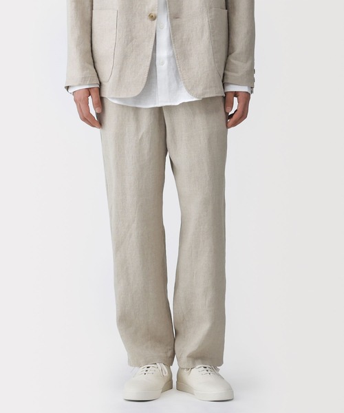 無印良品(ムジルシリョウヒン)の「紳士 リネン洗いざらしテーパードパンツ(その他パンツ・メンズ・キナリ/ネイビー/ブラック・S/M/L/XL)」の2枚目の写真