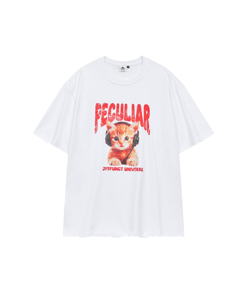 DYSFUNCT(ディスファンクト)の「PECULIAR KITTY T-SHIRT(WHITE)(Tシャツ/カットソー・メンズ・その他・MEDIUM/SMALL/LARGE)」の1枚目の写真