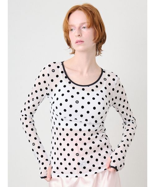 Flocky Dot Long Sleeves Top/フロッキードット ロングスリーブトップ