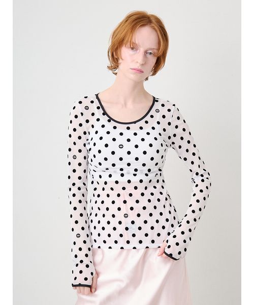 SORIN(ソリン )の「Flocky Dot Long Sleeves Top/フロッキードット ロングスリーブトップ(Tシャツ/カットソー・レディース・ホワイト/ブラック・38)」の12枚目の写真