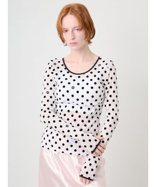 SORIN(ソリン )の「Flocky Dot Long Sleeves Top/フロッキードット ロングスリーブトップ(Tシャツ/カットソー・レディース・ホワイト/ブラック・38)」の13枚目の写真