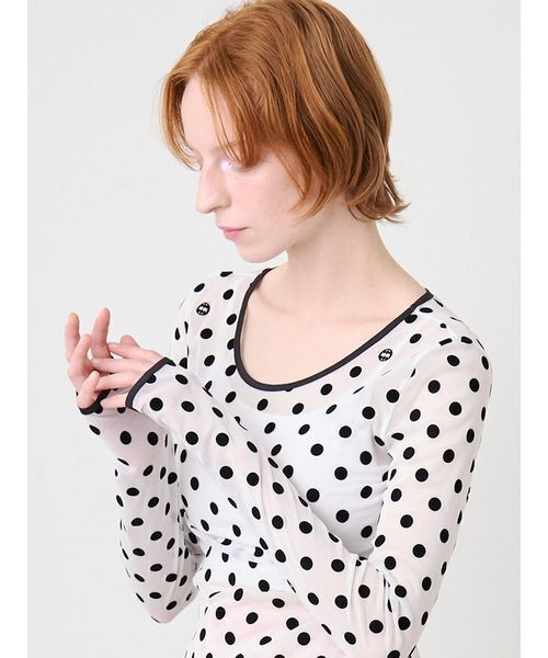 SORIN(ソリン )の「Flocky Dot Long Sleeves Top/フロッキードット ロングスリーブトップ(Tシャツ/カットソー・レディース・ホワイト/ブラック・38)」の15枚目の写真