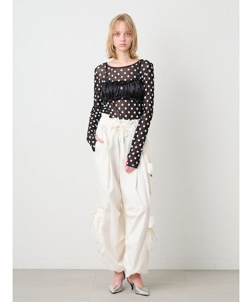SORIN(ソリン )の「Flocky Dot Long Sleeves Top/フロッキードット ロングスリーブトップ(Tシャツ/カットソー・レディース・ホワイト/ブラック・38)」の4枚目の写真