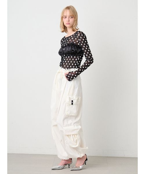 SORIN(ソリン )の「Flocky Dot Long Sleeves Top/フロッキードット ロングスリーブトップ(Tシャツ/カットソー・レディース・ホワイト/ブラック・38)」の5枚目の写真