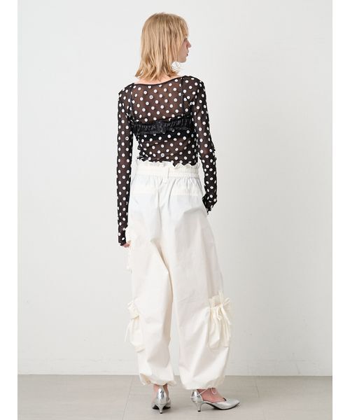 SORIN(ソリン )の「Flocky Dot Long Sleeves Top/フロッキードット ロングスリーブトップ(Tシャツ/カットソー・レディース・ホワイト/ブラック・38)」の6枚目の写真