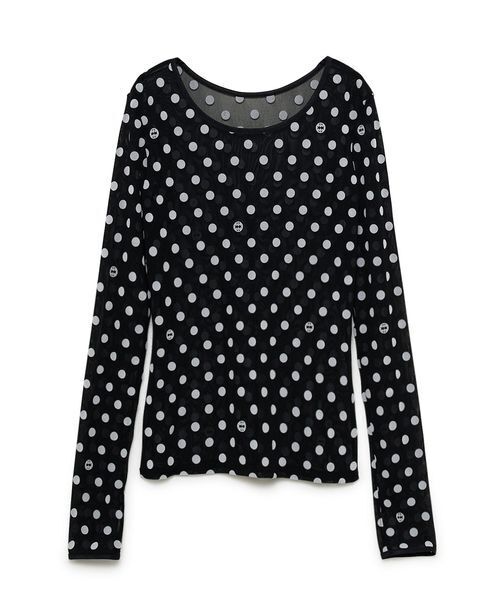 SORIN(ソリン )の「Flocky Dot Long Sleeves Top/フロッキードット ロングスリーブトップ(Tシャツ/カットソー・レディース・ホワイト/ブラック・38)」の7枚目の写真