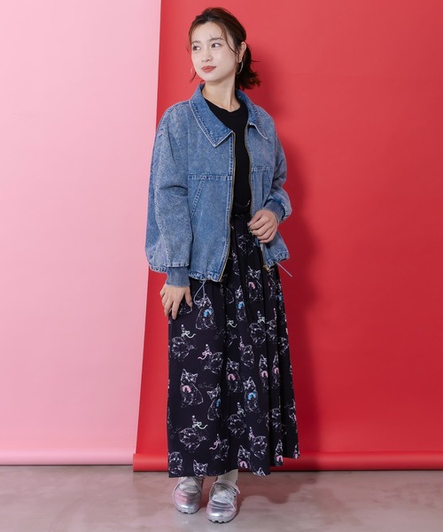 ScoLar(スカラー)の「161631:ネコorクラゲ柄×テレコ素材 ノースリーブワンピース(ワンピース・レディース・ブラック/ベージュ・M)」の16枚目の写真