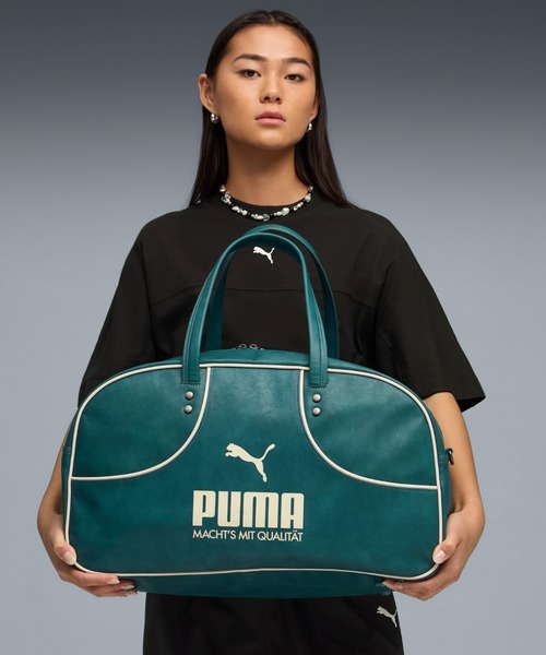 【レトロ】 PUMA 水色　ボストンバッグ 昭和レトロ ほぼ未使用 PUMA プーマ エナメルバッグ ボストンバッグ