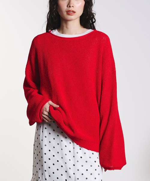 ROSE BUD（ローズバッド）の「SHEER KNIT PULLOVER（ニット/セーター・レディース・レッド/ベージュ/ブラック・ONE SIZE）」の3枚目の写真