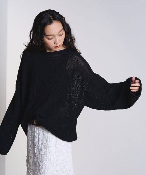 ROSE BUD（ローズバッド）の「SHEER KNIT PULLOVER（ニット/セーター・レディース・レッド/ベージュ/ブラック・ONE SIZE）」の5枚目の写真