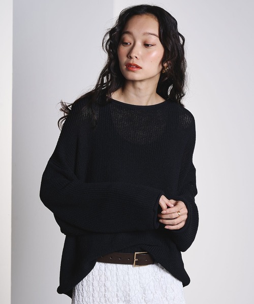 ROSE BUD（ローズバッド）の「SHEER KNIT PULLOVER（ニット/セーター・レディース・レッド/ベージュ/ブラック・ONE SIZE）」の6枚目の写真