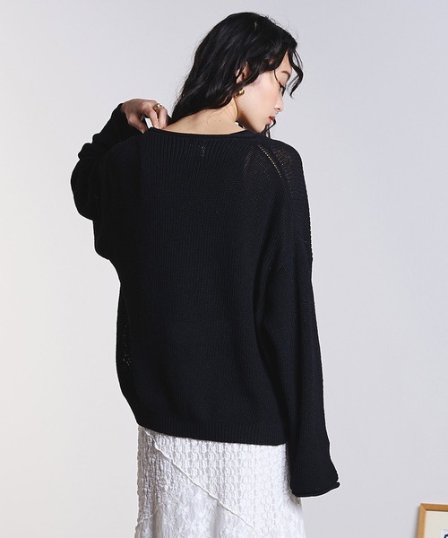 ROSE BUD（ローズバッド）の「SHEER KNIT PULLOVER（ニット/セーター・レディース・レッド/ベージュ/ブラック・ONE SIZE）」の8枚目の写真