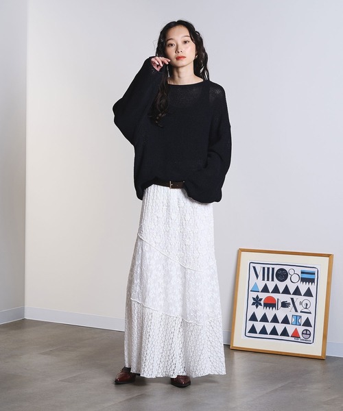 ROSE BUD（ローズバッド）の「SHEER KNIT PULLOVER（ニット/セーター・レディース・レッド/ベージュ/ブラック・ONE SIZE）」の9枚目の写真
