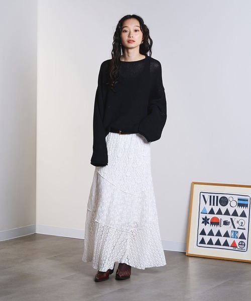 ROSE BUD（ローズバッド）の「SHEER KNIT PULLOVER（ニット/セーター・レディース・レッド/ベージュ/ブラック・ONE SIZE）」の10枚目の写真