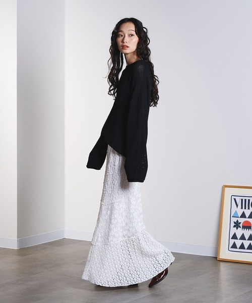 ROSE BUD（ローズバッド）の「SHEER KNIT PULLOVER（ニット/セーター・レディース・レッド/ベージュ/ブラック・ONE SIZE）」の11枚目の写真