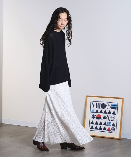 ROSE BUD（ローズバッド）の「SHEER KNIT PULLOVER（ニット/セーター・レディース・レッド/ベージュ/ブラック・ONE SIZE）」の12枚目の写真