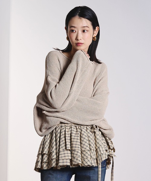 ROSE BUD（ローズバッド）の「SHEER KNIT PULLOVER（ニット/セーター・レディース・レッド/ベージュ/ブラック・ONE SIZE）」の17枚目の写真