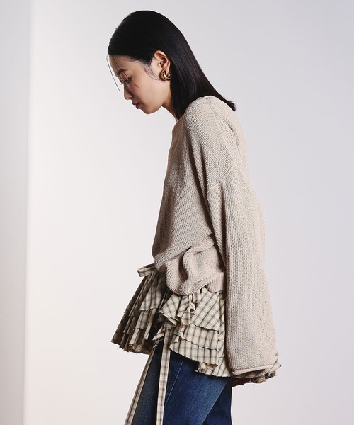 ROSE BUD（ローズバッド）の「SHEER KNIT PULLOVER（ニット/セーター・レディース・レッド/ベージュ/ブラック・ONE SIZE）」の18枚目の写真