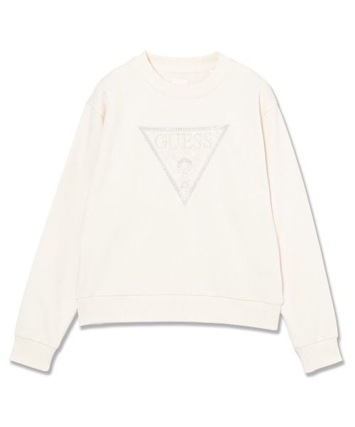 Guess(ゲス)の「Crew Neck Triangle Lace Sweatshirt(スウェット・レディース・ブラック/クリーム・X-SMALL/SMALL/MEDIUM/LARGE)」の1枚目の写真