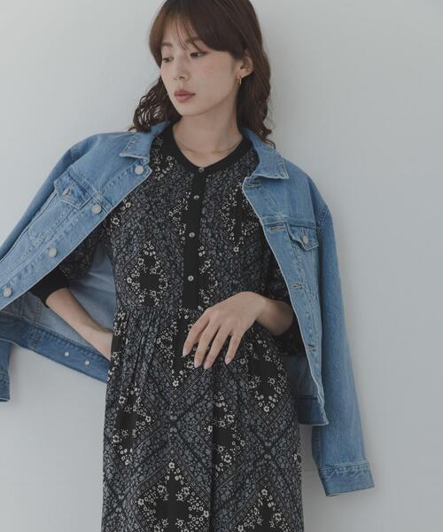 URBAN RESEARCH Sonny Label（アーバンリサーチサニーレーベル）の「パネル柄プリントワンピース（ワンピース・レディース・ブルー/ブラック・FREE）」の3枚目の写真
