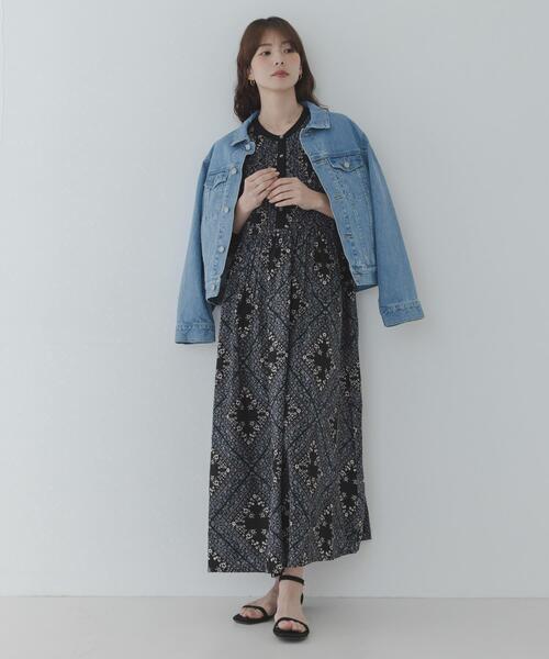 URBAN RESEARCH Sonny Label（アーバンリサーチサニーレーベル）の「パネル柄プリントワンピース（ワンピース・レディース・ブルー/ブラック・FREE）」の5枚目の写真