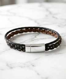 LUXSTYLE（ラグスタイル）の「2連編み込みレザーブレスレット（ブレスレット）」