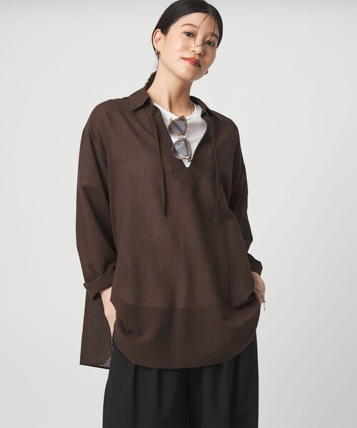セール】【WEB限定】＜at ease＞シアー スキッパー シャツ（シャツ