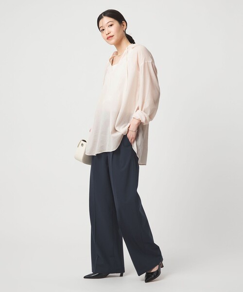 green label relaxing（グリーンレーベルリラクシング）の「【WEB限定】＜at ease＞シアー スキッパー シャツ（シャツ/ブラウス・レディース・ピンク/ダークブラウン/ナチュラル・FREE）」の9枚目の写真