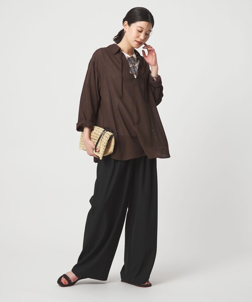 green label relaxing（グリーンレーベルリラクシング）の「【WEB限定】＜at ease＞シアー スキッパー シャツ（シャツ/ブラウス・レディース・ピンク/ダークブラウン/ナチュラル・FREE）」の15枚目の写真