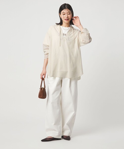 green label relaxing（グリーンレーベルリラクシング）の「【WEB限定】＜at ease＞シアー スキッパー シャツ（シャツ/ブラウス・レディース・ピンク/ダークブラウン/ナチュラル・FREE）」の20枚目の写真