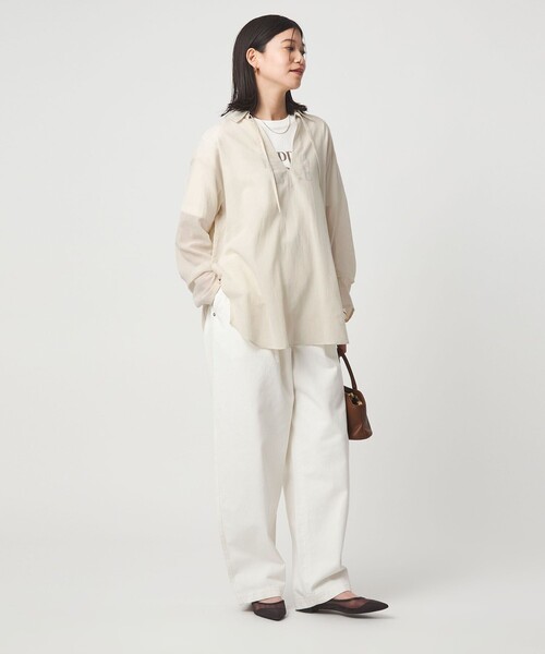 green label relaxing（グリーンレーベルリラクシング）の「【WEB限定】＜at ease＞シアー スキッパー シャツ（シャツ/ブラウス・レディース・ピンク/ダークブラウン/ナチュラル・FREE）」の22枚目の写真